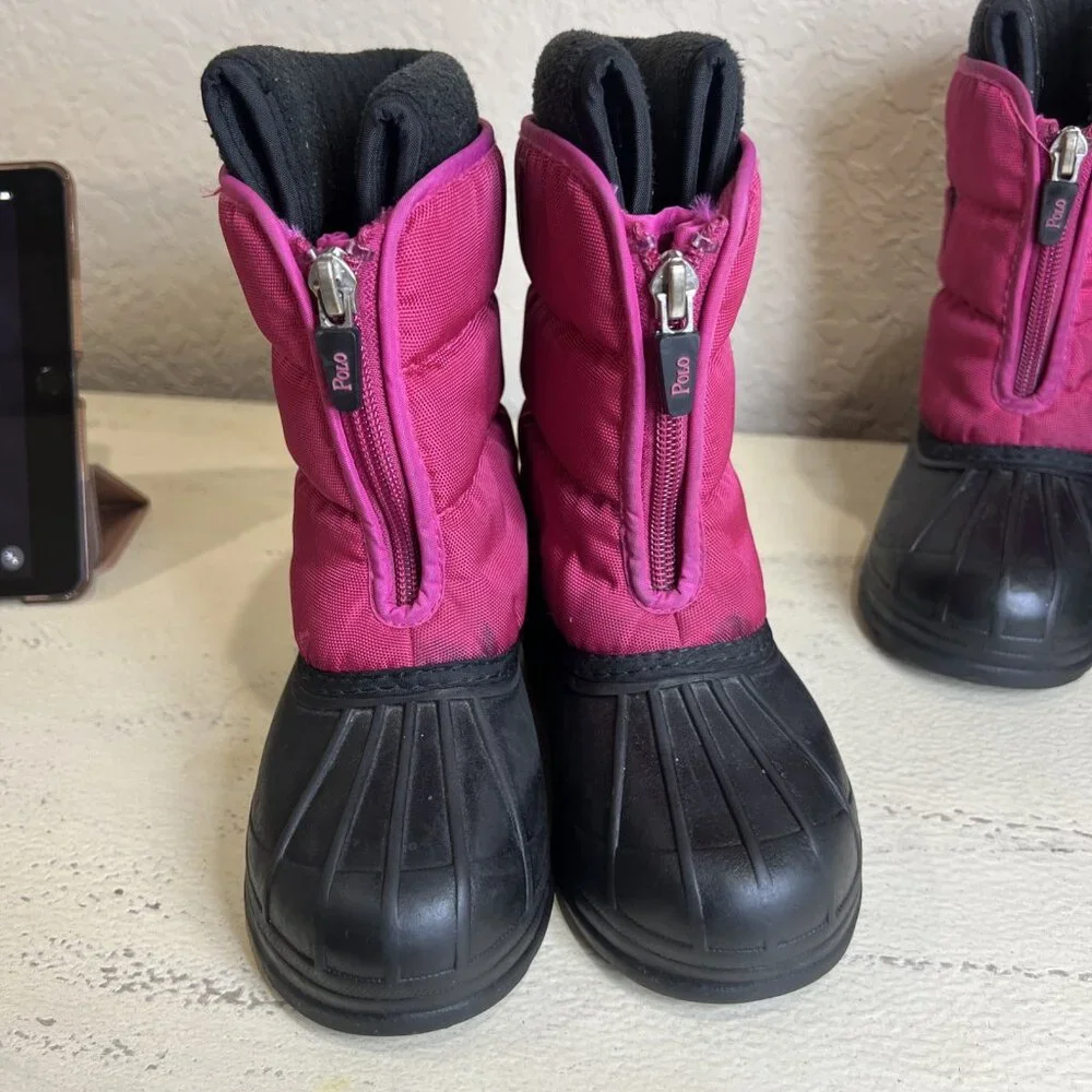 Polo Ralph Lauren Vancouver Crest Girls Hot Pink Winter Snow Boots Sz US8/US9